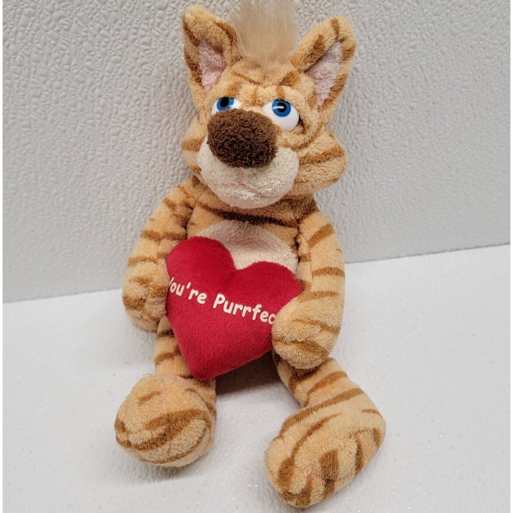 Russ Berrie Melba Orange Stripe Cat Heart You're Purrfect Plush Valentine Love